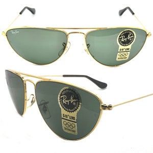 Rayban b&l W1082 59-16 gold plated metal aviator sunglasses made in USA in the 80s, brand new
