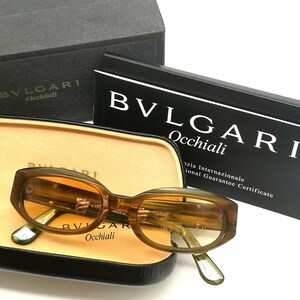 Bulgari 822 luxury oval sunglasses with silver cutoff brand logo, NOS early Y2K