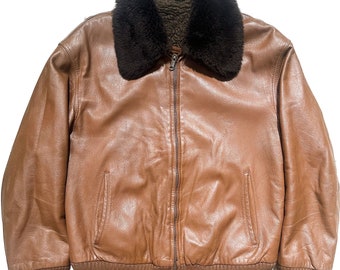 ダ*ー様 80s A-2 real leather bomber jacket Vtg Phase 2 Leather Bomber Jacket Men's SIZE XL Zipped In