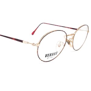 Versus Versace montature per occhiali retrò geek ovali argento/tartaruga, anni &#39;90 NOS