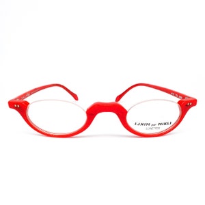 Alain Mikli 6070 Montatura per occhiali da vista ovale semi-senza montatura rossa vintage, anni &#39;90 NOS fatta a mano in Francia