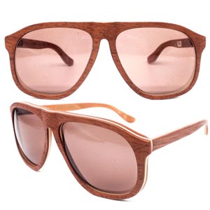 Jean Lempereur woodline multilayered aviator oversize sunglasses, NoS 80s hand made France
