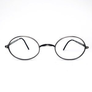 John Lennon vintage dark silver classic English oval metallic eyeglasses frames, NOS 1960s