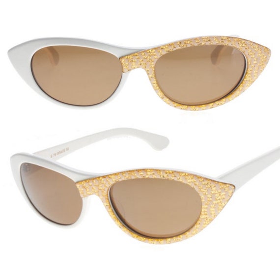 Nouvelle Vague white pointed cateye sunglasses wit