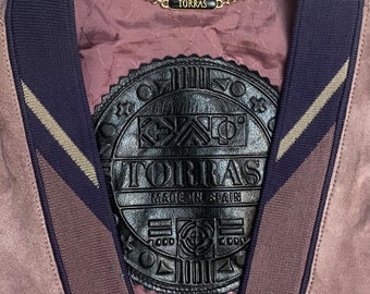 Torras Pale Purple Bomber Jacket in Suede Leather & Linen Canvas