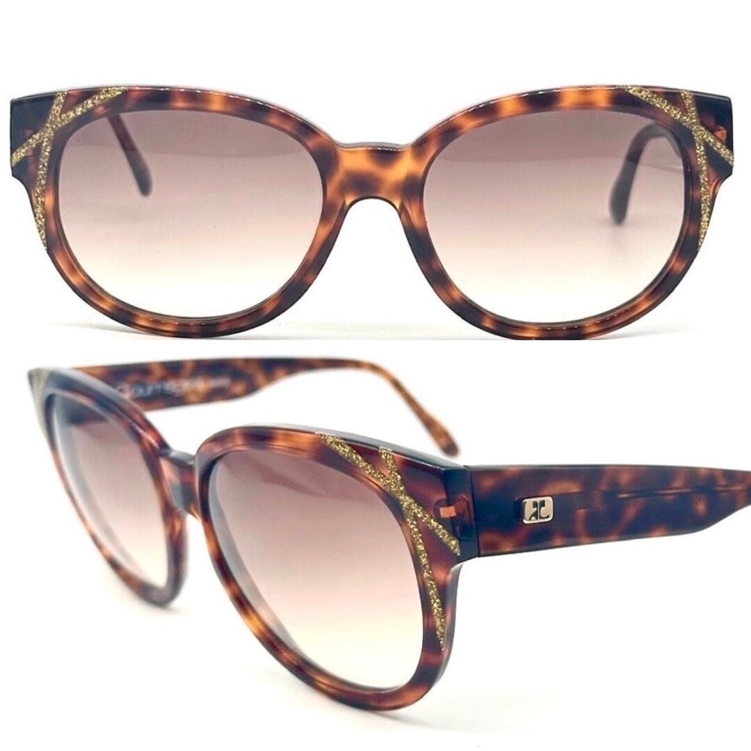 Courreges 8710 Tortoise Oversized Sunglasses W Golden Sparks