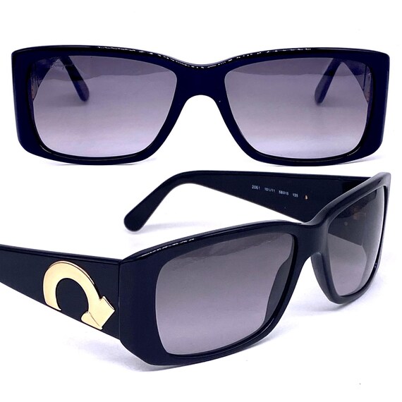 S Ferragamo black rectangular acetate sunglasses … - image 1