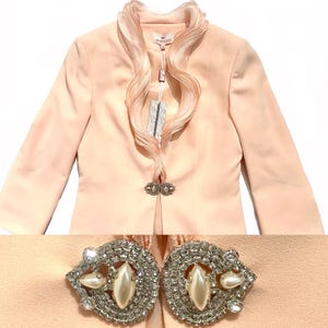 Romeo Gigli pale pink w wavy satin collar detail,NOS w tags, SZ 42/ M