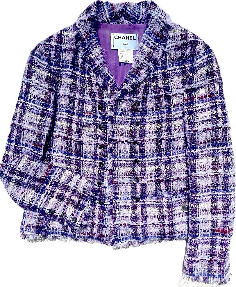Chanel Rare Soft Lesage Purple/lavender Tweed Blazer Jacket Sz 42