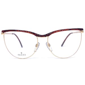 Gucci GG2322 golden metal cateye eyeglasses with tortoise browline, NOS 80s Italy