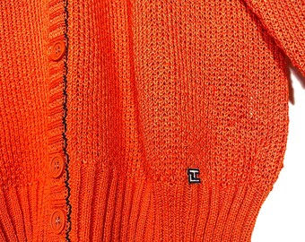 Ted Lapidus BNWT Red Cotton Linen Knit Cardigan, Yachting Style