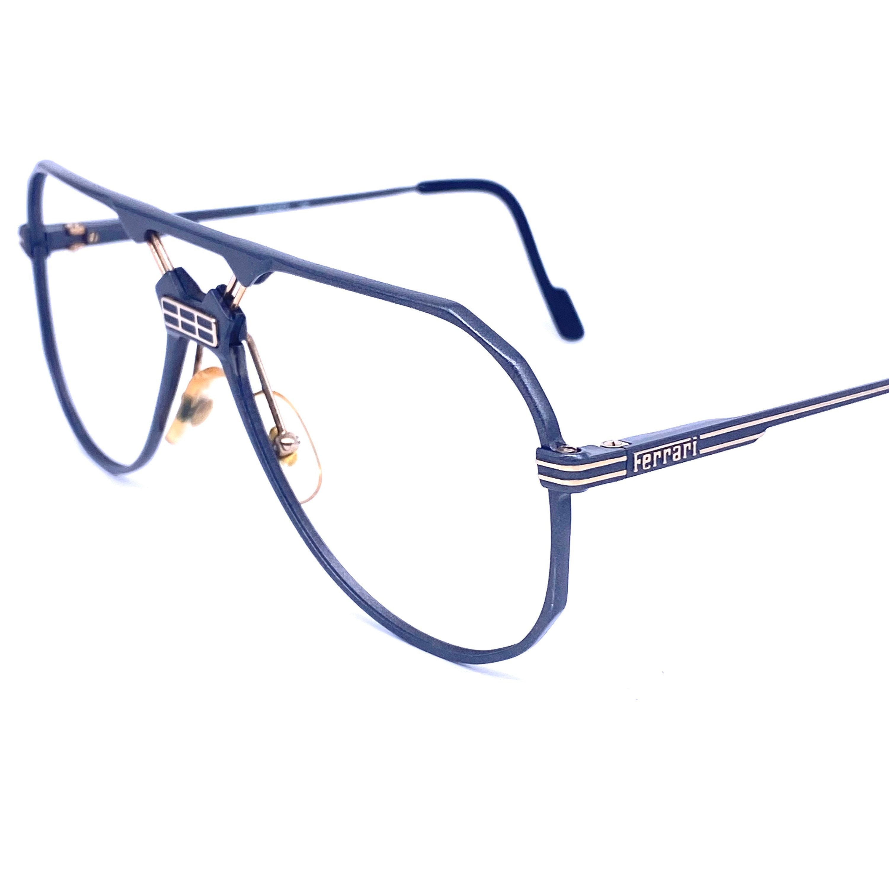 Lunettes Vintage Ferrari F23 - Monture Noire, Dorée, Rouge Ovale - Neuf Sans étiquette - NOS