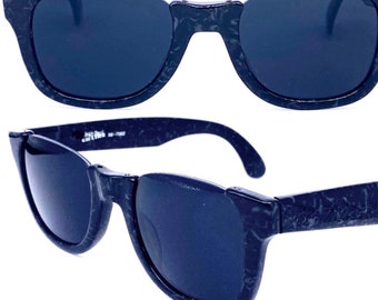 Jean Paul Gaultier 56-7062 coolest half rim wayfarer sunglasses in black/grey speckled cello, NOS 90s