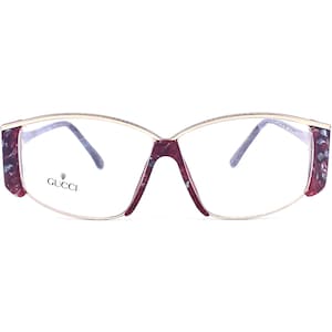 Gucci 2308 speckled burgundy gold oversized ladies eyeglasses frames made in Italy, 1980s NoS