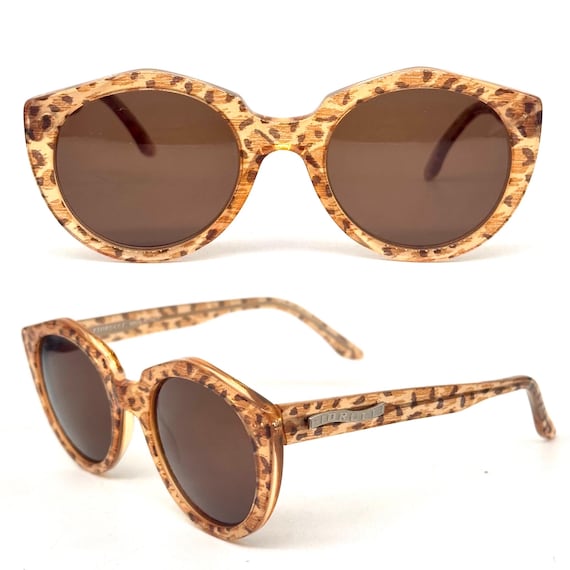 Fiorucci 406 occhiali da sole vintage rotondi fantasia ghepardati