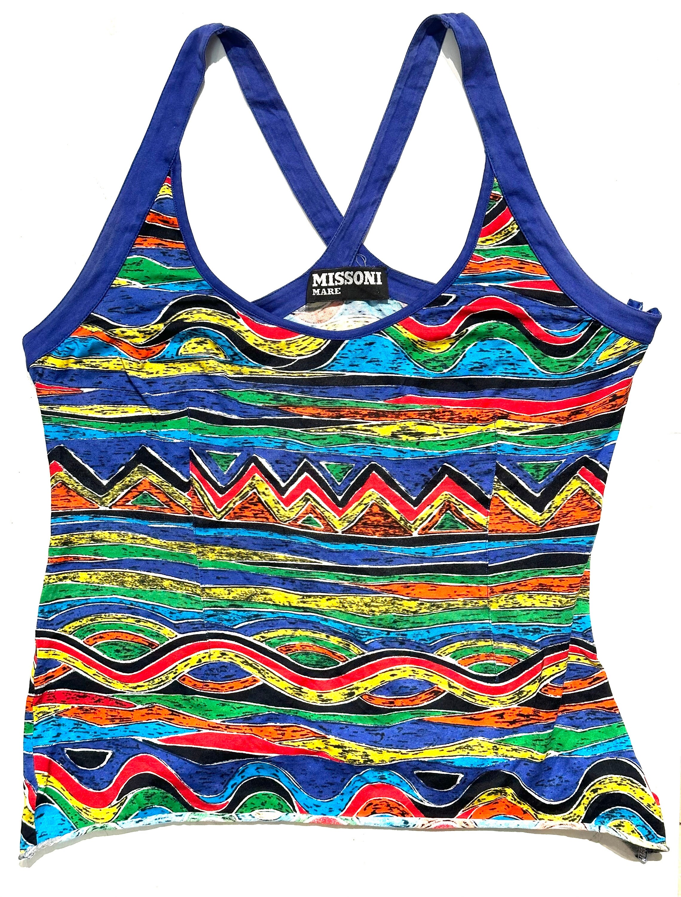 Missoni Mare Iconic Colorful Abstract Print Cross Straps Tanktop