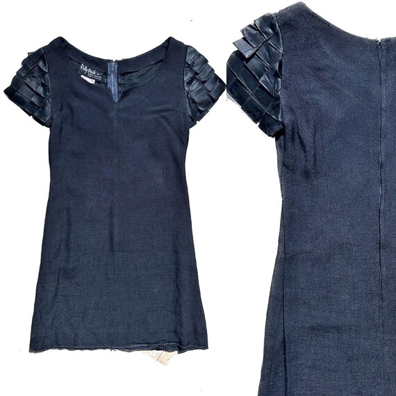 Polly Peck by Sybil Zelker 1960s black linen dress w … Gem