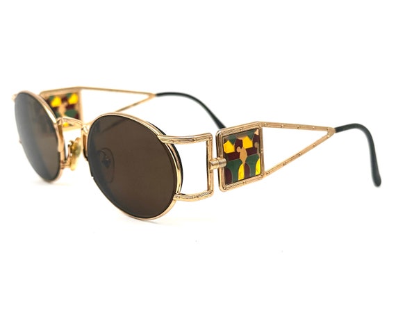Jean Paul Gaultier 56-4672 Rare Gold Plated Round Steampunk