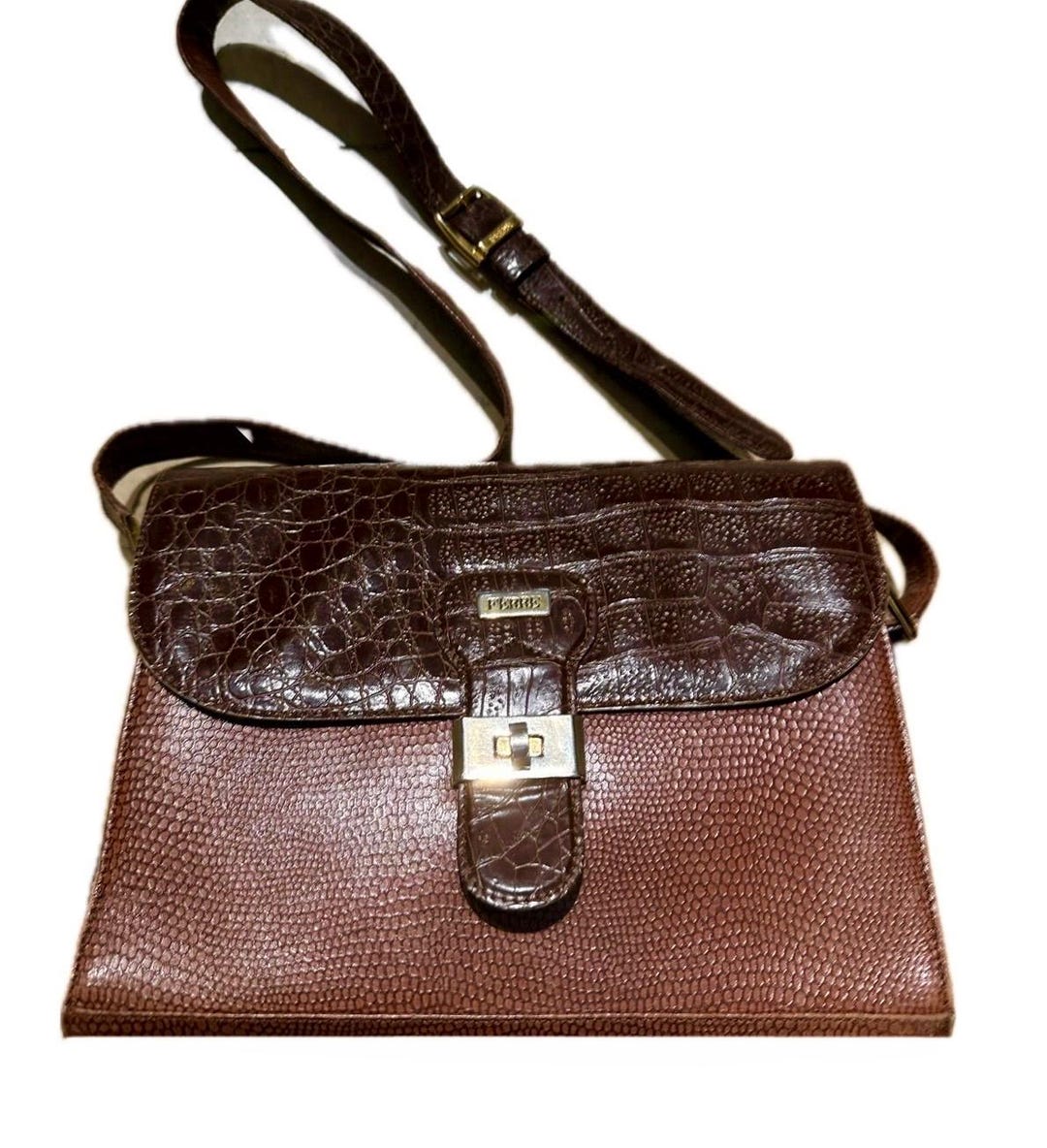 Gianfranco Ferré 90s Brown Leather Alligator Print Leather