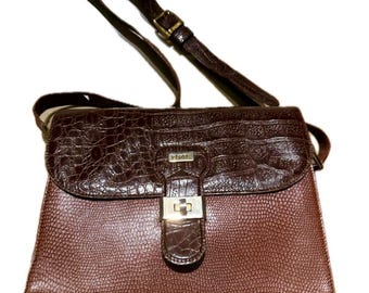 Gianfranco Ferre Bag, Black Leather Shoulder Purse, GFF Saddle Bag