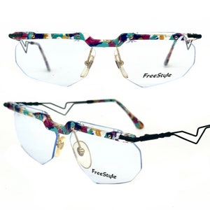 Freestyle hip colorful rimless shades w zigzag cutoff temples, crazily cool! Great condition