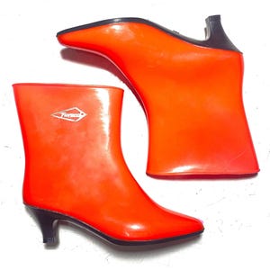 Fiorucci Vintage 80s rubber rain boots orange sz 36, NOS