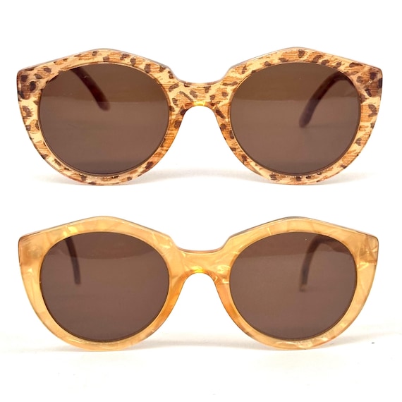 Fiorucci 406 occhiali da sole vintage rotondi fantasia ghepardati