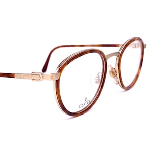 Gucci round dbl rimmed tortoise/ gold metal frames, hand crafted in Italy 1980s NOS
