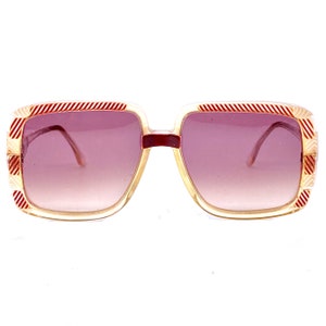 Giorgio Armani 70s rare square oversized sunglasses with carved stripes texture, rare early model