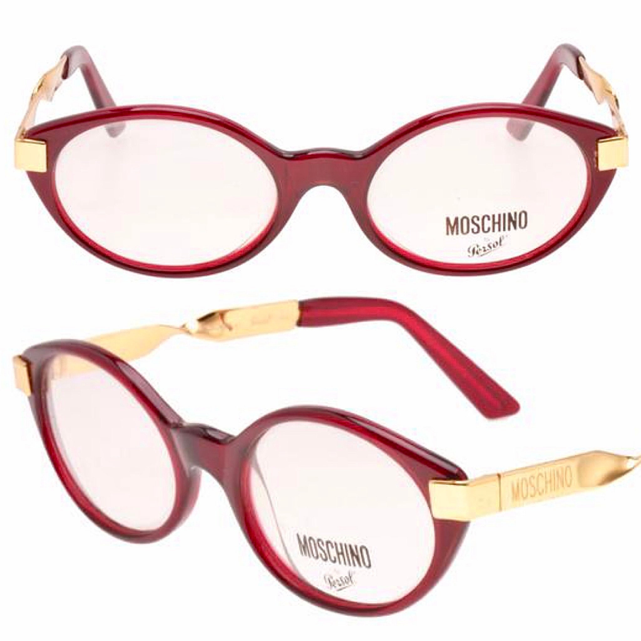 Montature Ovali Bordeaux Persol X Moschino M31 Con Aste Dorate