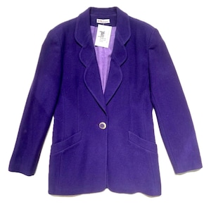 Karl Lagerfeld purple wool 80s blazer with jeweled button size 42 ITA