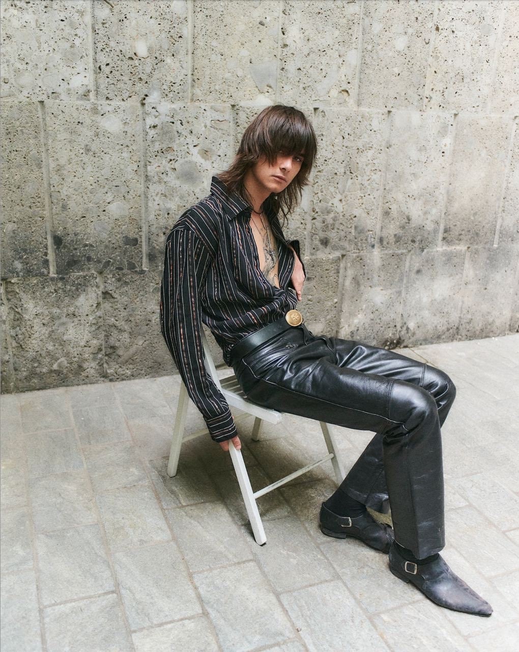 Black Goth-rocker Style Leather Trousers With Zippered Pockets, Mint Sz ...