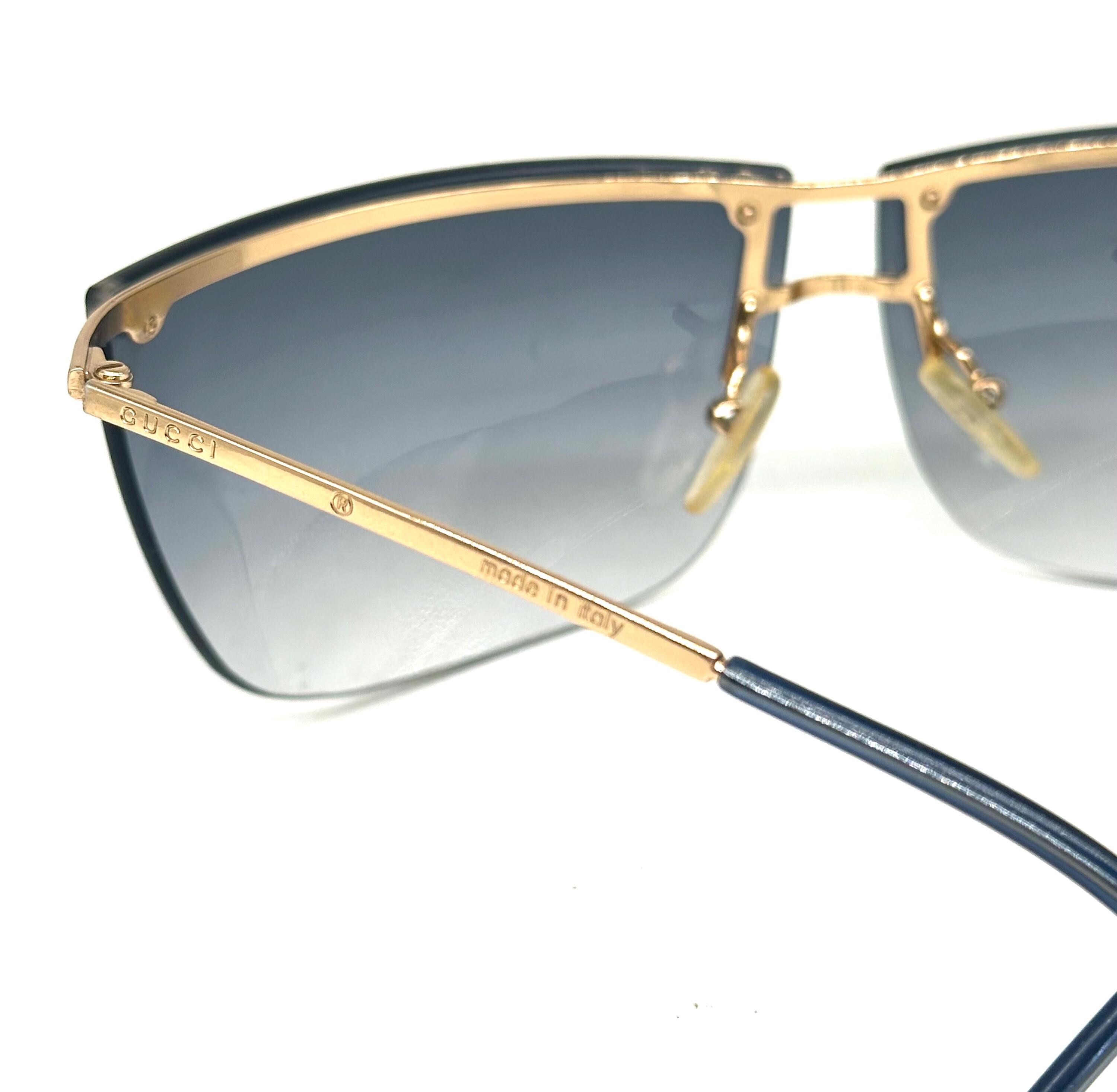 Gucci GG2653 Golden Rimless Wrap Sunglasses W Grey Fade  display picture 2