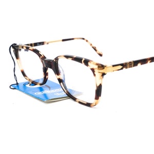 Persol Ratti classy Demi amber square geek eyeglasses frames, NOS 80s Italy