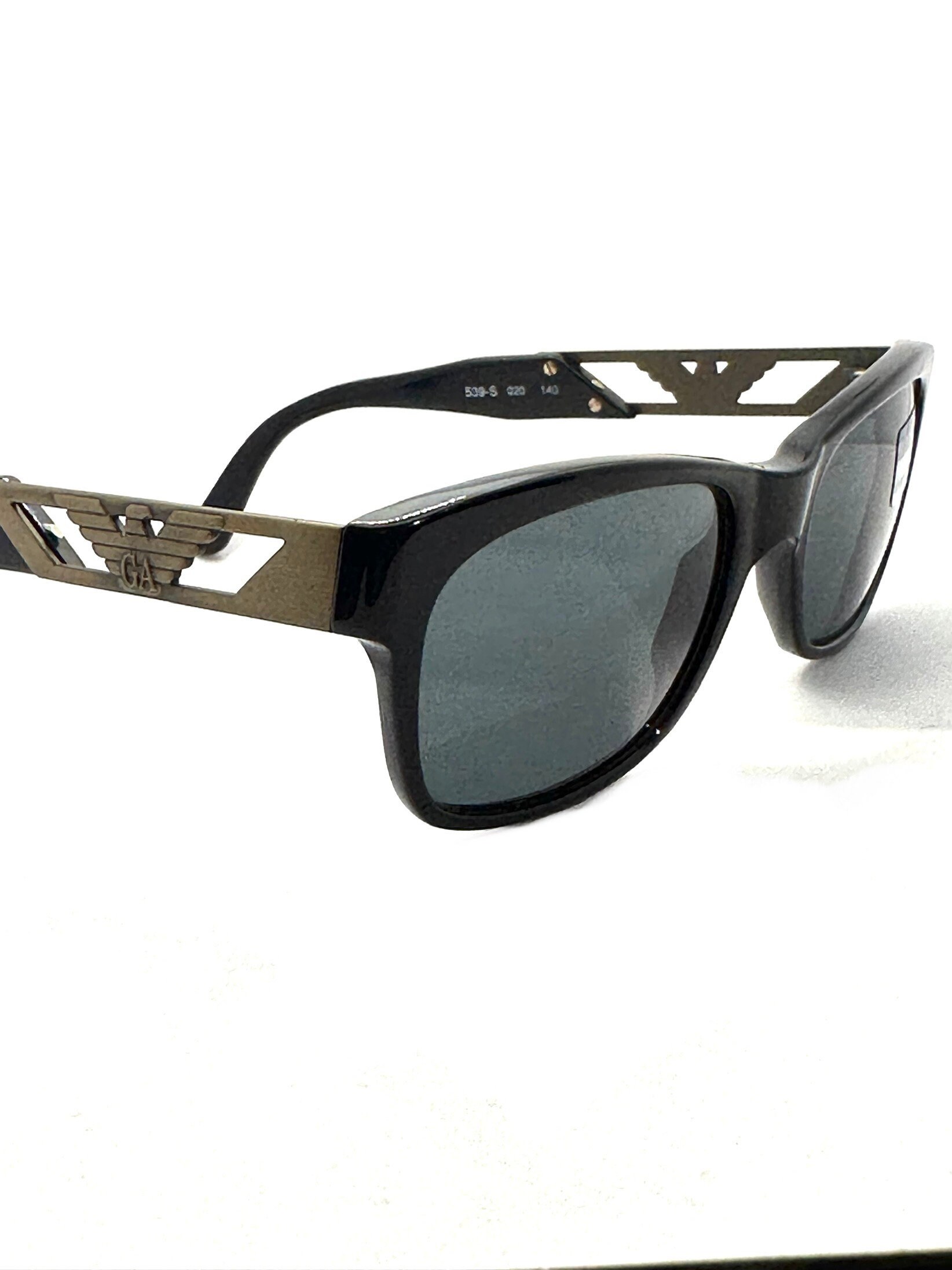 Emporio Armani 539 S Black Square Sunglasses With Eagle Logo  display picture 1