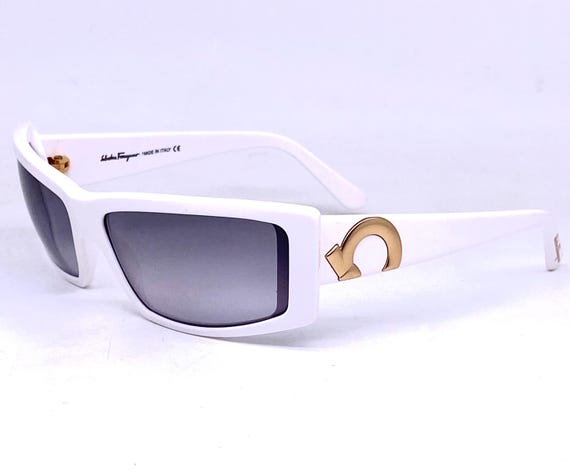 Ferragamo white acetate rectangular sunglasses w … - image 2