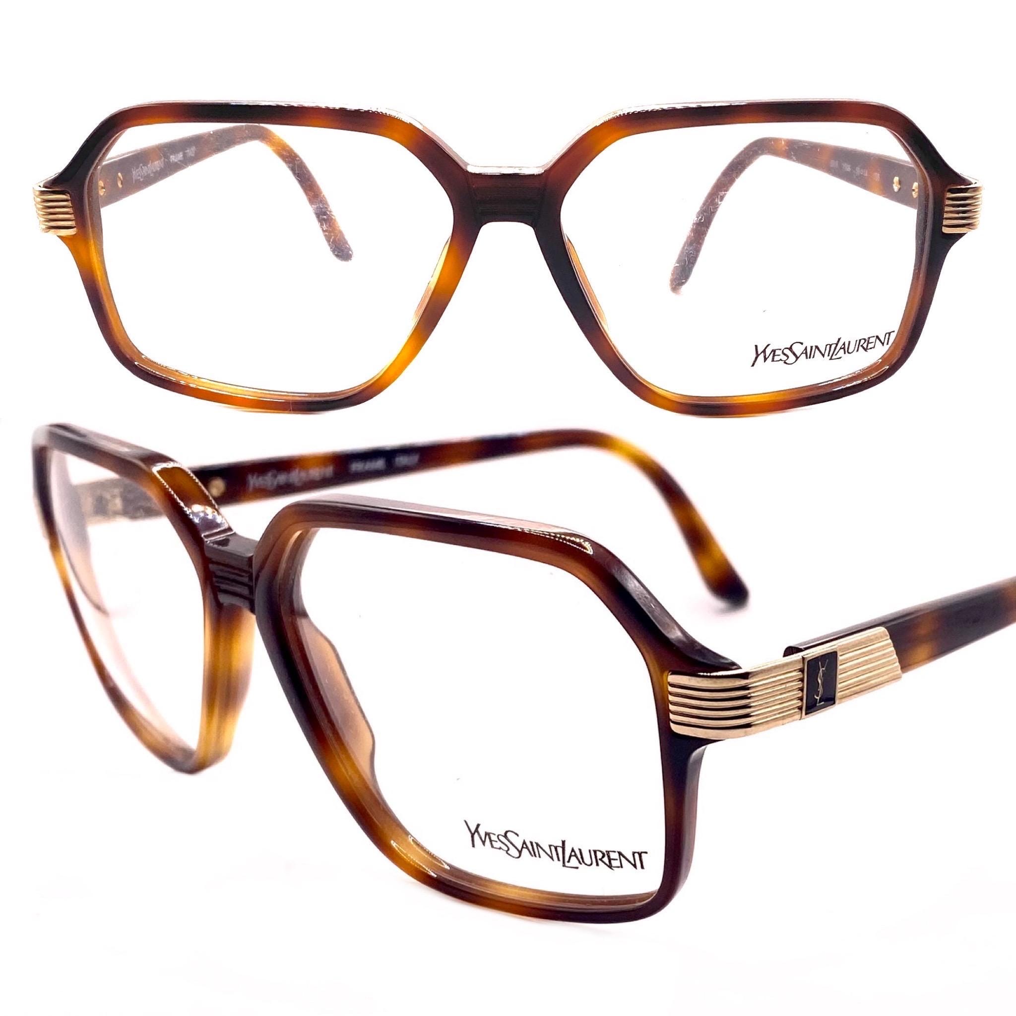YVES SAINT LAURENT ヴィンテージ 眼鏡 フレーム スクエア YSL Saint Laurent Y596 Classy Tortoise Square Glasses Frames, Pure
