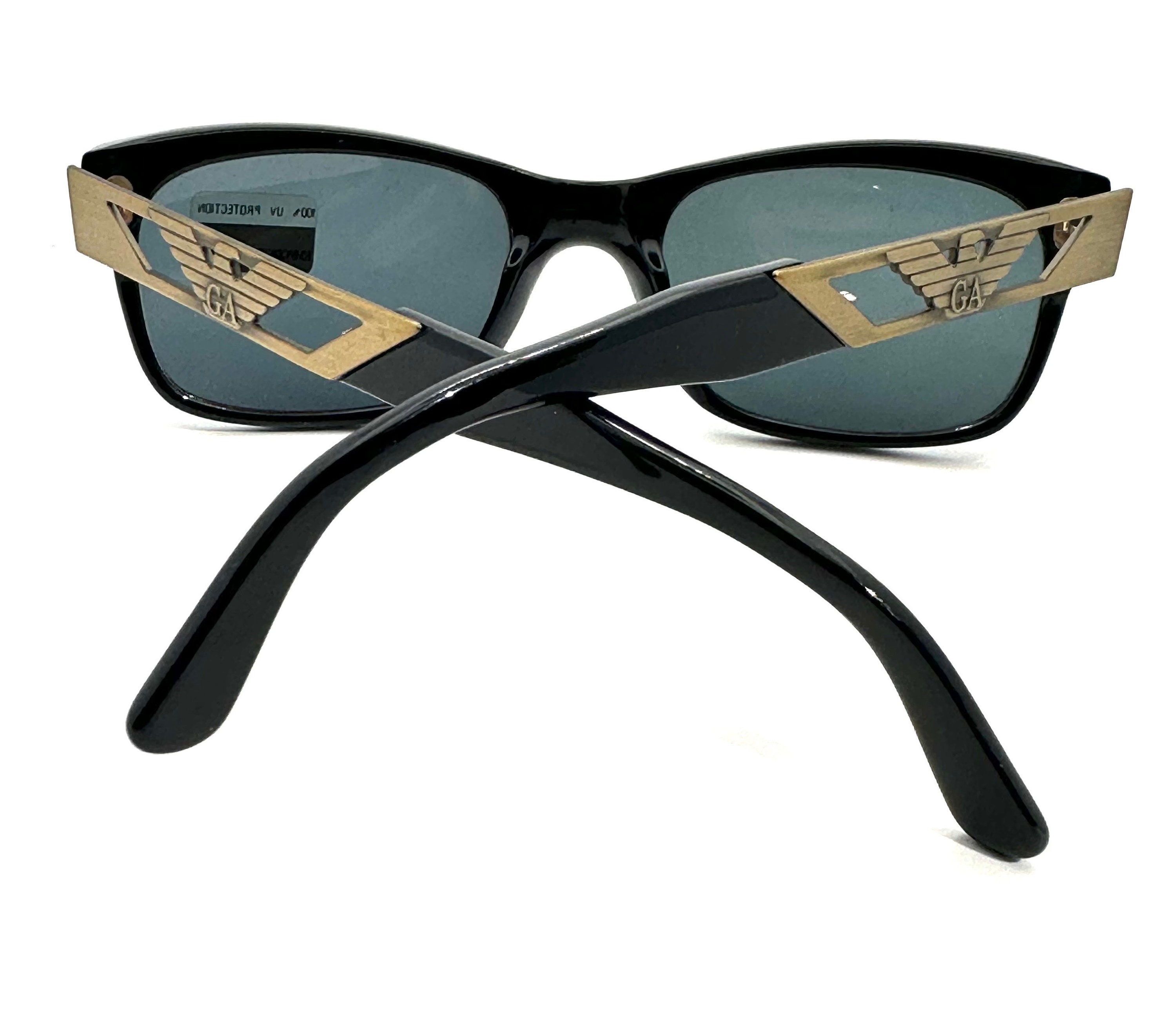 Emporio Armani 539 S Black Square Sunglasses With Eagle Logo 