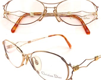 Christian Dior 3782 Brown Gold Metal Oval Eyeglasses 54-16  display picture 1