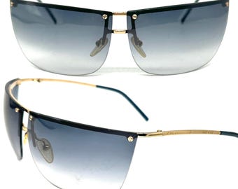Gucci GG2653 Golden Rimless Wrap Sunglasses W Grey Fade Lenses