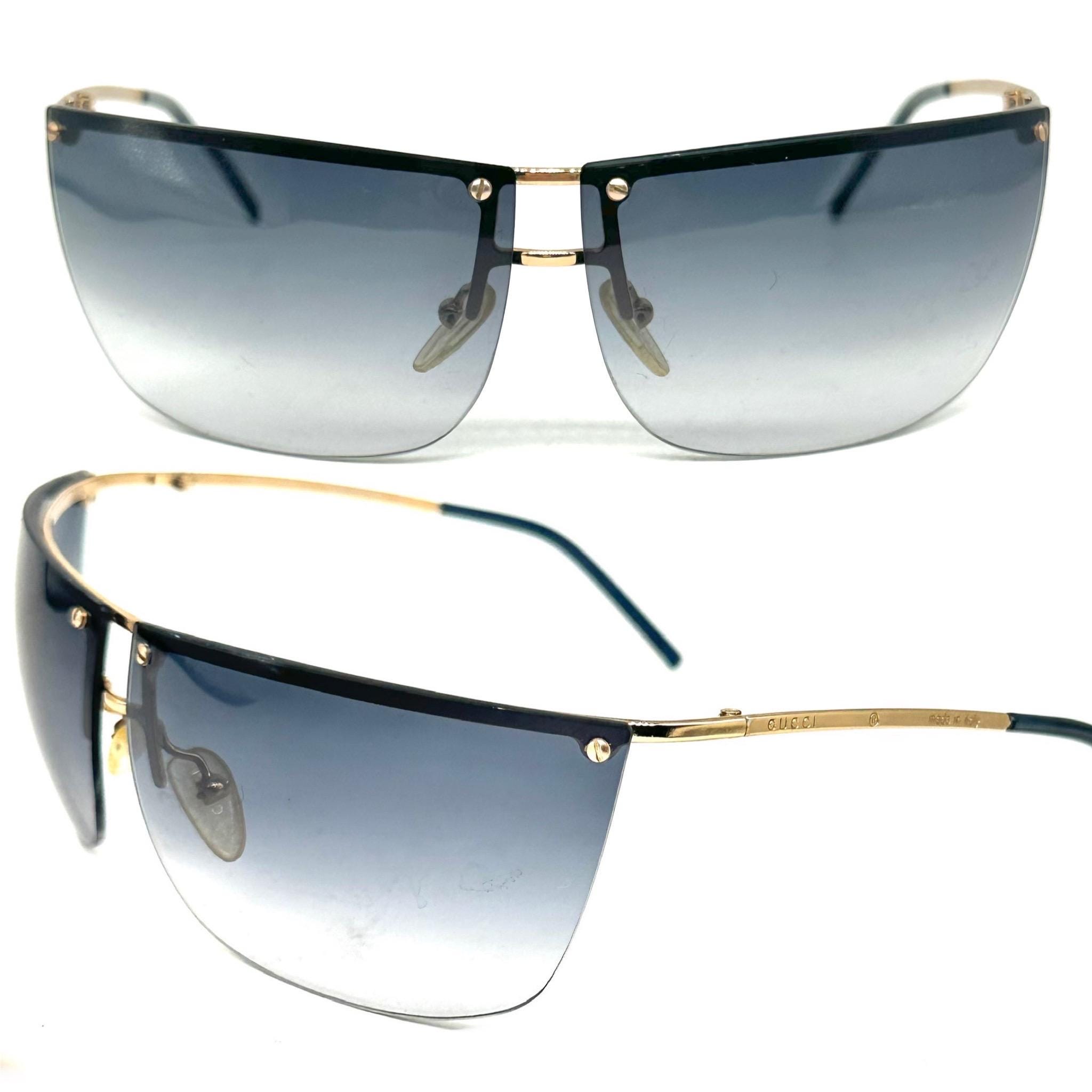 Gucci GG2653 Golden Rimless Wrap Sunglasses W Grey Fade Lenses