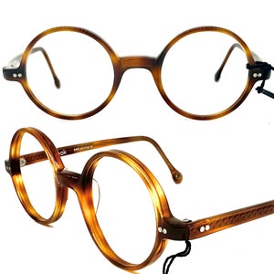 Look Tondo Demi blonde round teashades Lennon style eyeglasses hand made in Italy, NOS 80s