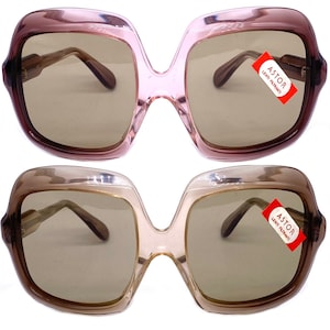 Astor square oversized sunglasses fading translucent cello 1960s NOS Italy