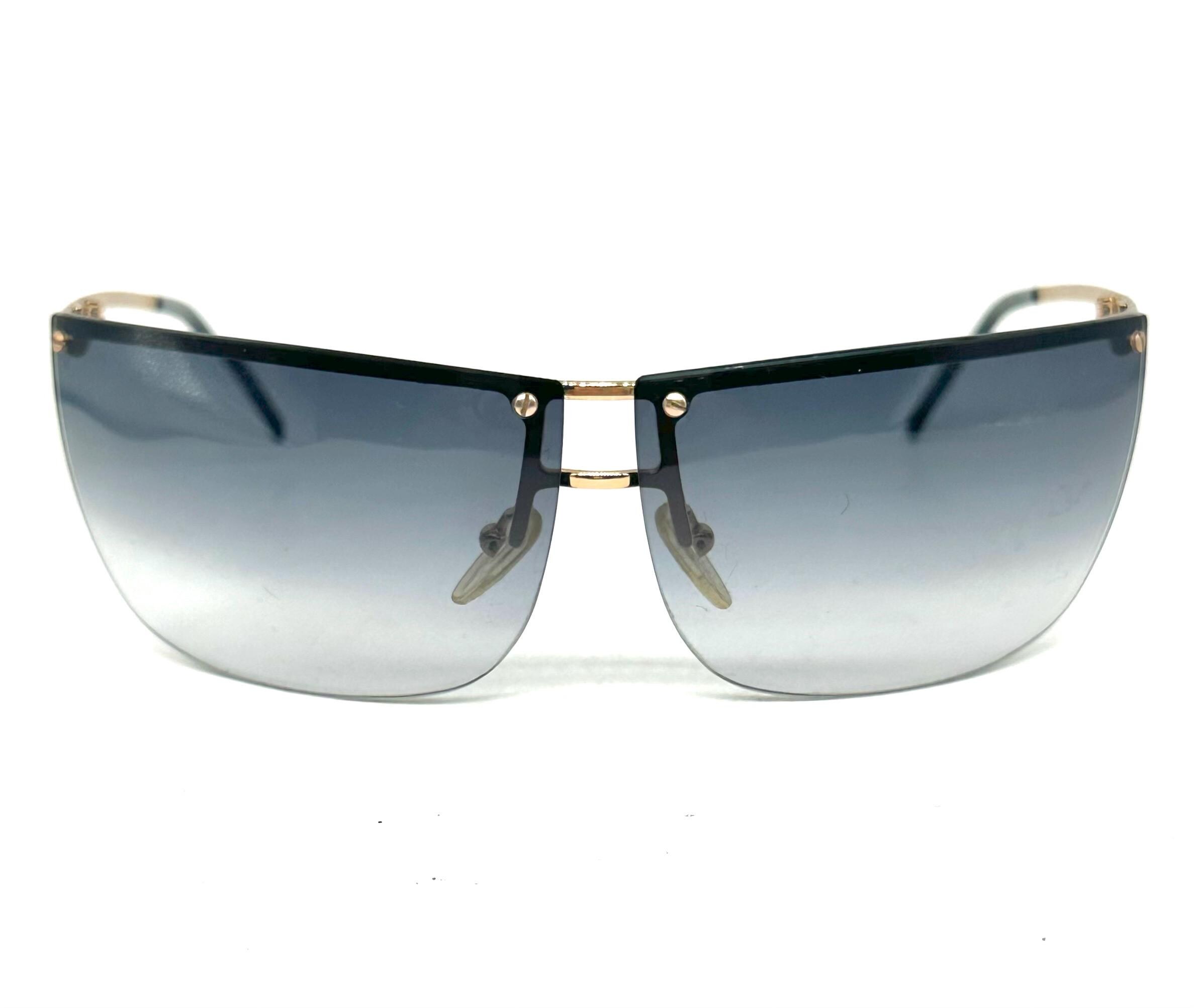 Gucci GG2653 Golden Rimless Wrap Sunglasses W Grey Fade Lenses