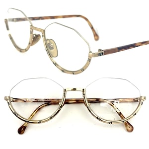Fendi FV178 fancy golden eyeglasses frames w carved roman numerals , NOS 80s Italy