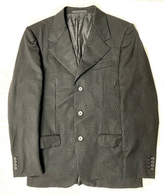 Gianni Versace Couture Black Wool Blazer With Circles Allover Mint Sz 46 Etsy Ireland