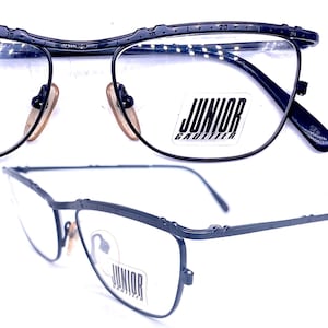 Junior Gaultier 57-3174 black metal cateye frames with “unrolled” watch bezel browline, collectible and cool, NoS 80s Japan