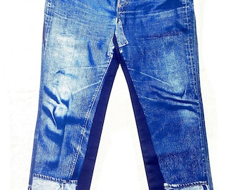 Jean Paul Gaultier Jean’s 90s NOS trompe l’oeil conceptual blue jeans trousers sz 27