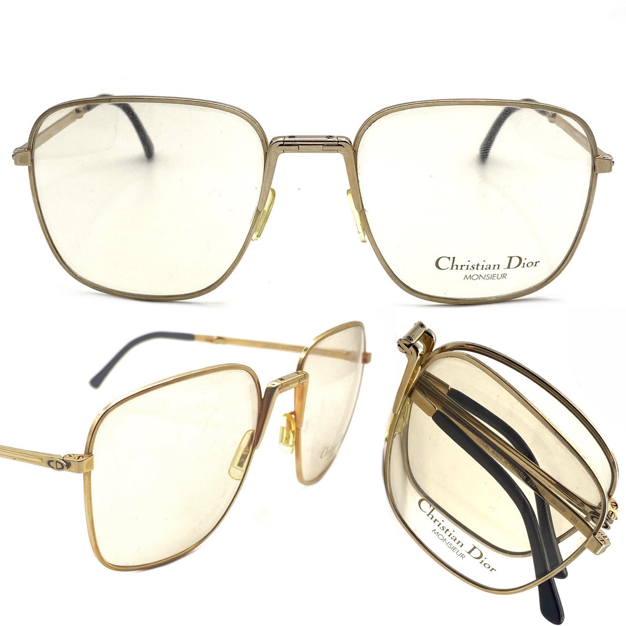 Dior Monsieur 2287 Folding Square Gold Glasses Frames Made in