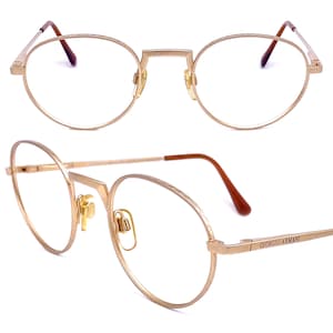 Giorgio Armani 178 round matt gold eyeglasses frames made in Italy, 1980s NOS